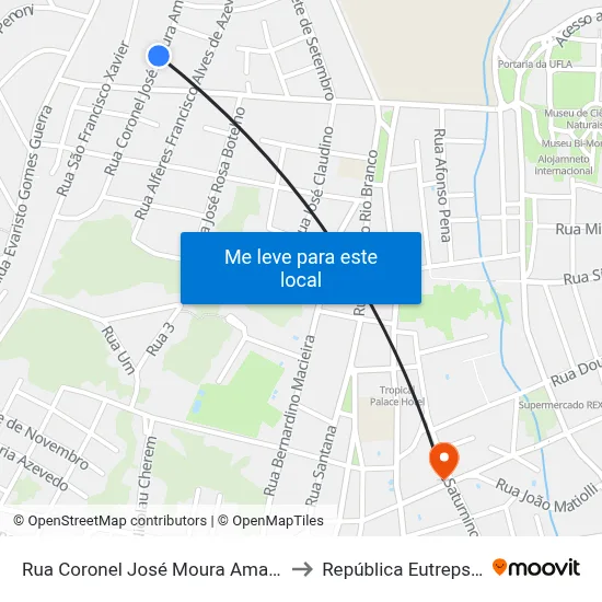 Rua Coronel José Moura Amaral, 368 to República Eutrepsemia map
