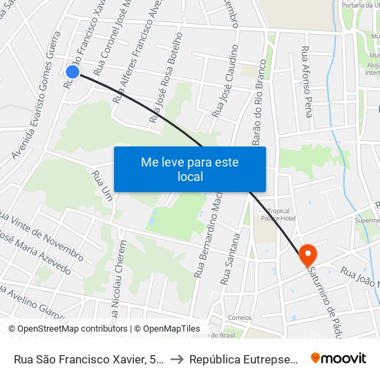 Rua São Francisco Xavier, 565 to República Eutrepsemia map