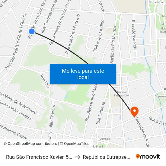 Rua São Francisco Xavier, 565 to República Eutrepsemia map