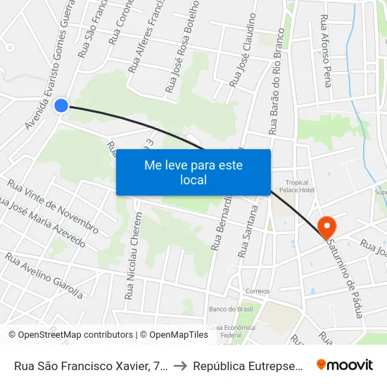 Rua São Francisco Xavier, 786 to República Eutrepsemia map