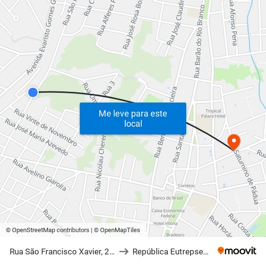 Rua São Francisco Xavier, 294 to República Eutrepsemia map