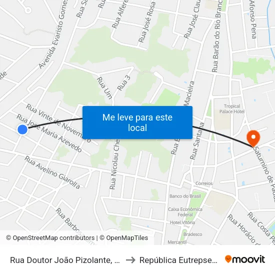 Rua Doutor João Pizolante, 100 to República Eutrepsemia map