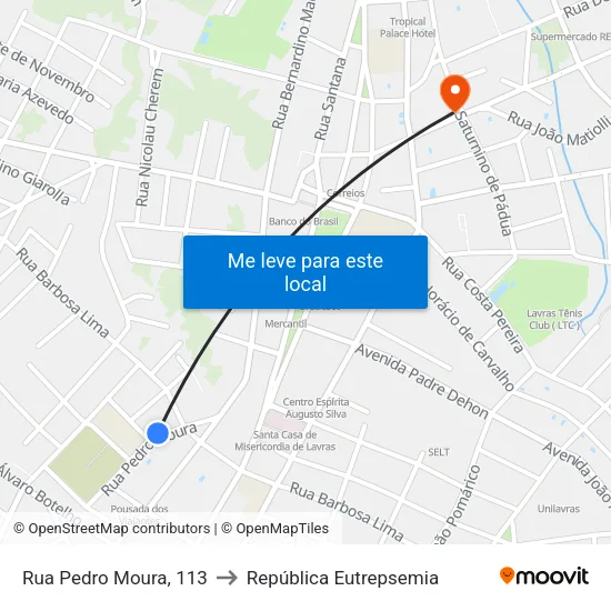 Rua Pedro Moura, 113 to República Eutrepsemia map