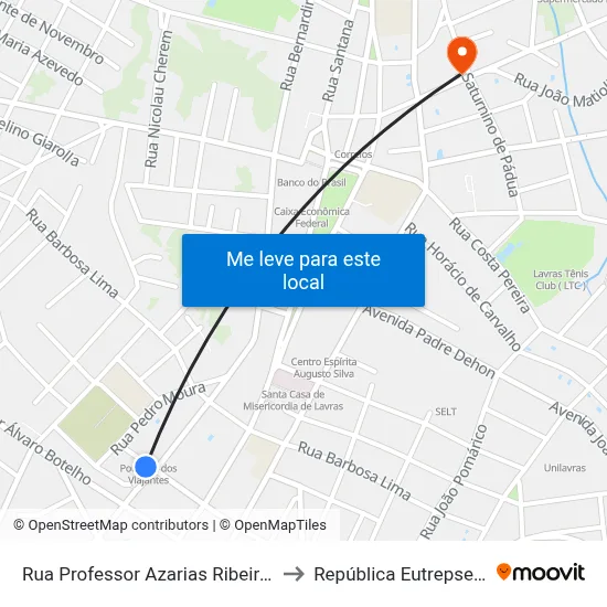 Rua Professor Azarias Ribeiro, 22 to República Eutrepsemia map