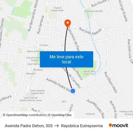 Avenida Padre Dehon, 305 to República Eutrepsemia map