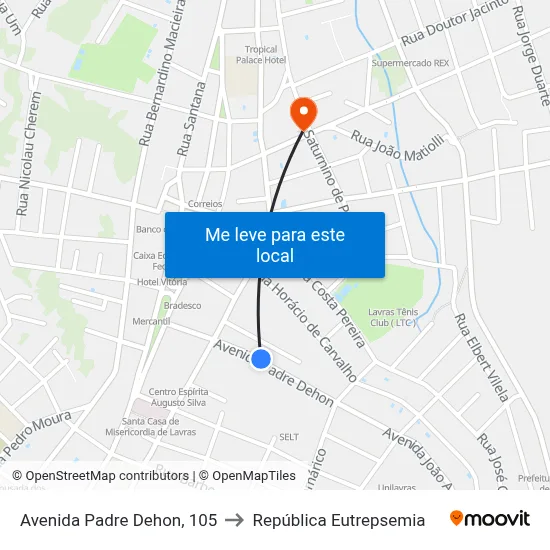 Avenida Padre Dehon, 105 to República Eutrepsemia map
