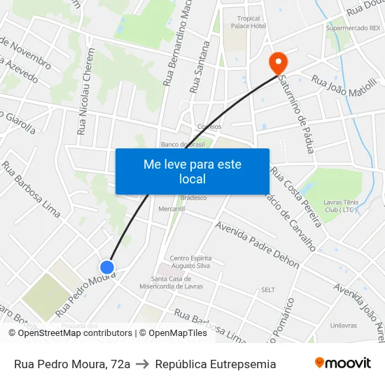 Rua Pedro Moura, 72a to República Eutrepsemia map