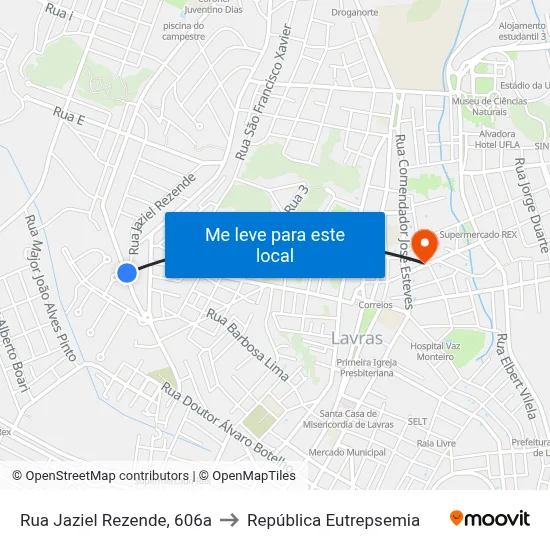 Rua Jaziel Rezende, 606a to República Eutrepsemia map