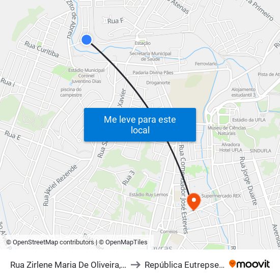 Rua Zirlene Maria De Oliveira, 170 to República Eutrepsemia map