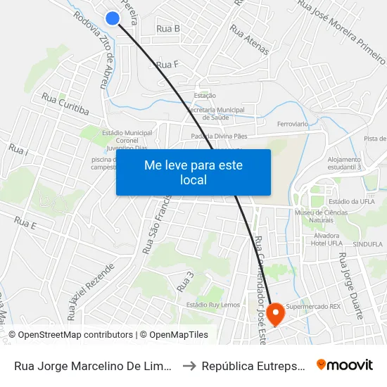 Rua Jorge Marcelino De Lima, 163 to República Eutrepsemia map