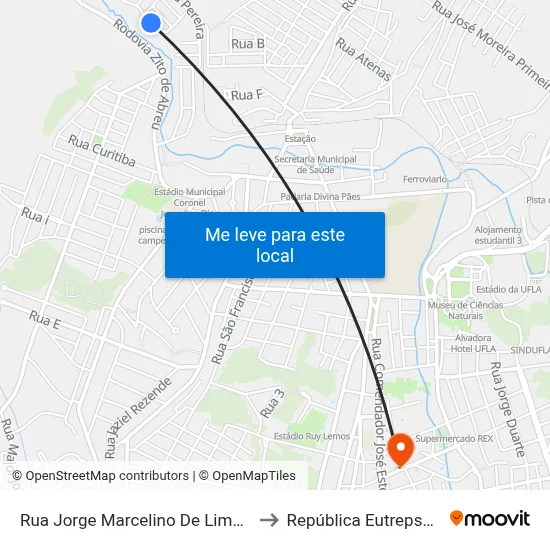 Rua Jorge Marcelino De Lima, 257 to República Eutrepsemia map