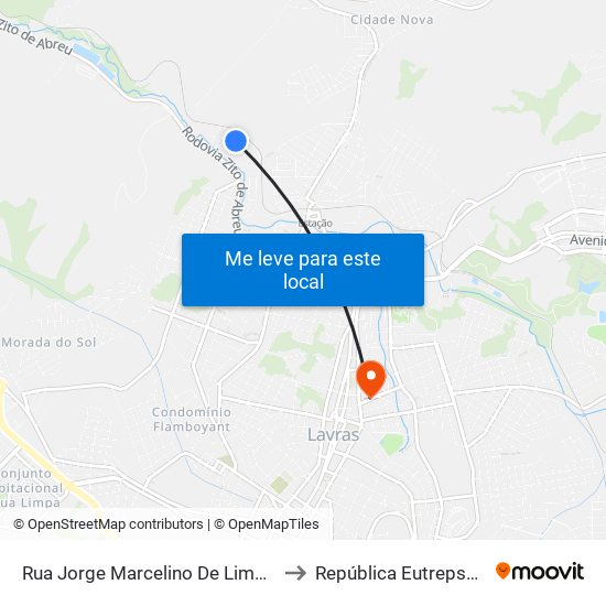 Rua Jorge Marcelino De Lima, 325 to República Eutrepsemia map