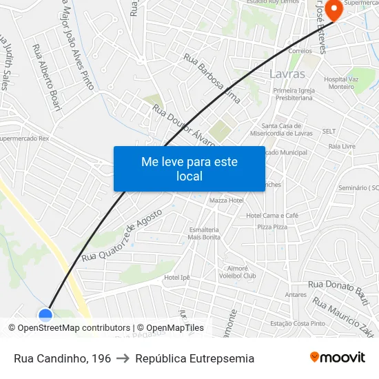 Rua Candinho, 196 to República Eutrepsemia map