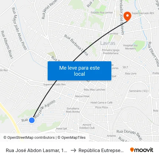 Rua José Abdon Lasmar, 160 to República Eutrepsemia map