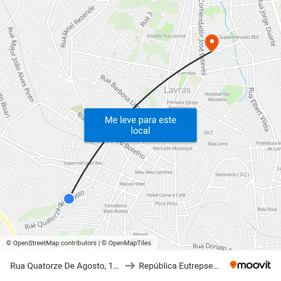 Rua Quatorze De Agosto, 152 to República Eutrepsemia map