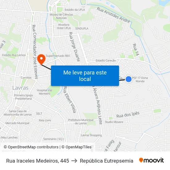 Rua Iraceles Medeiros, 445 to República Eutrepsemia map