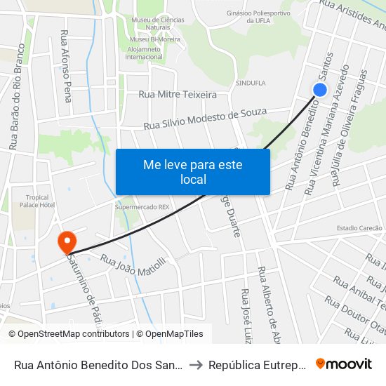 Rua Antônio Benedito Dos Santos, 110 to República Eutrepsemia map