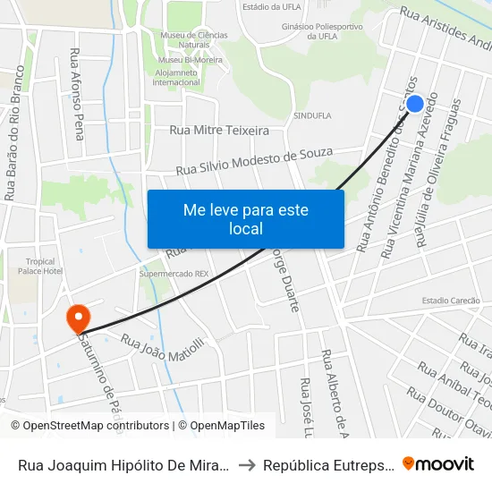 Rua Joaquim Hipólito De Miranda, 82 to República Eutrepsemia map