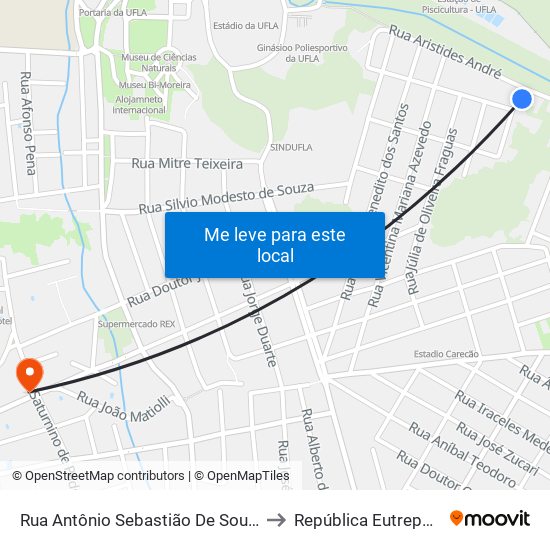 Rua Antônio Sebastião De Souza, 323 to República Eutrepsemia map