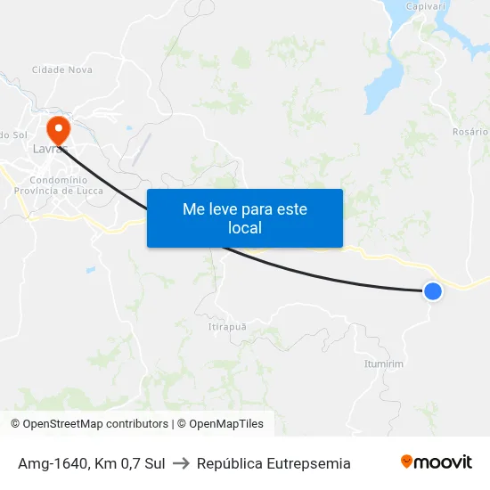Amg-1640, Km 0,7 Sul to República Eutrepsemia map