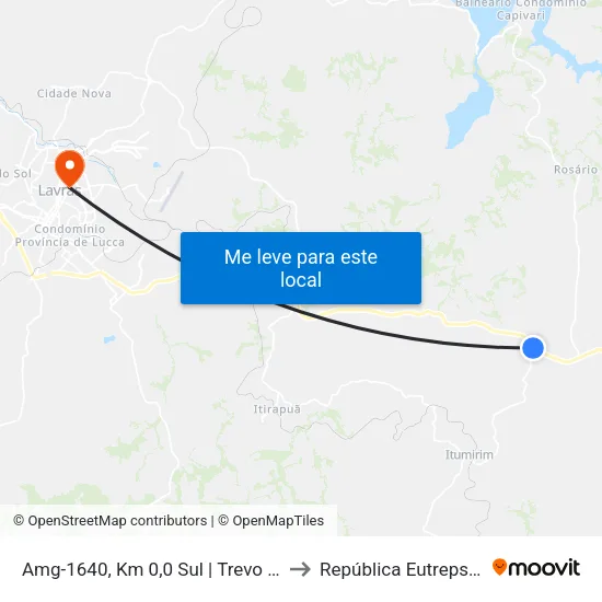 Amg-1640, Km 0,0 Sul | Trevo Br-265 to República Eutrepsemia map