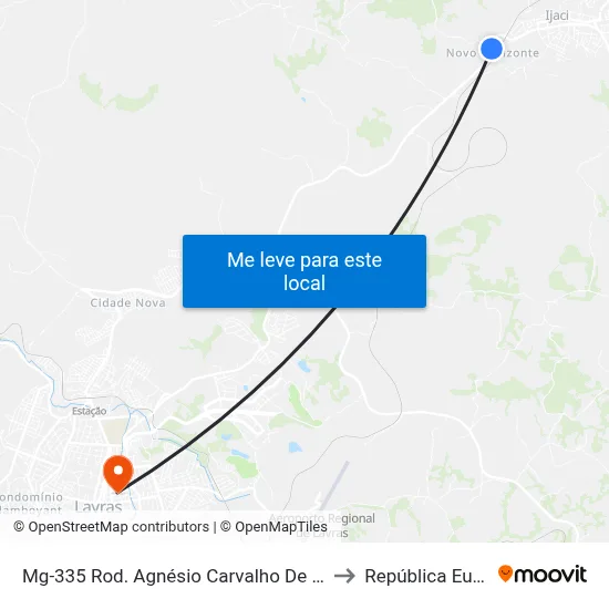 Mg-335 Rod. Agnésio Carvalho De Souza Km 78,6 Norte to República Eutrepsemia map