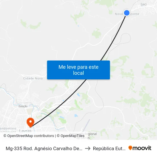 Mg-335 Rod. Agnésio Carvalho De Souza Km 78,6 Sul to República Eutrepsemia map