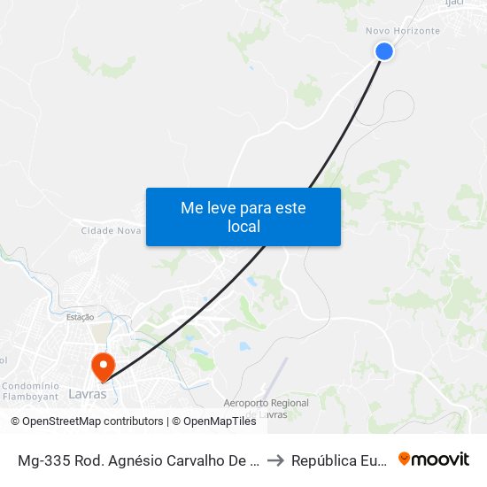 Mg-335 Rod. Agnésio Carvalho De Souza Km 79,2 Norte to República Eutrepsemia map
