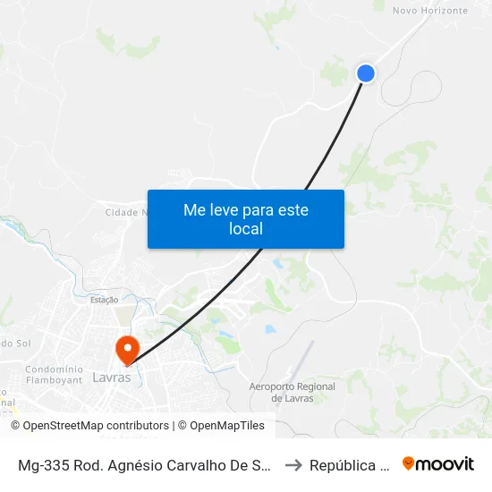 Mg-335 Rod. Agnésio Carvalho De Souza Km 80,5 Norte | Intercement to República Eutrepsemia map