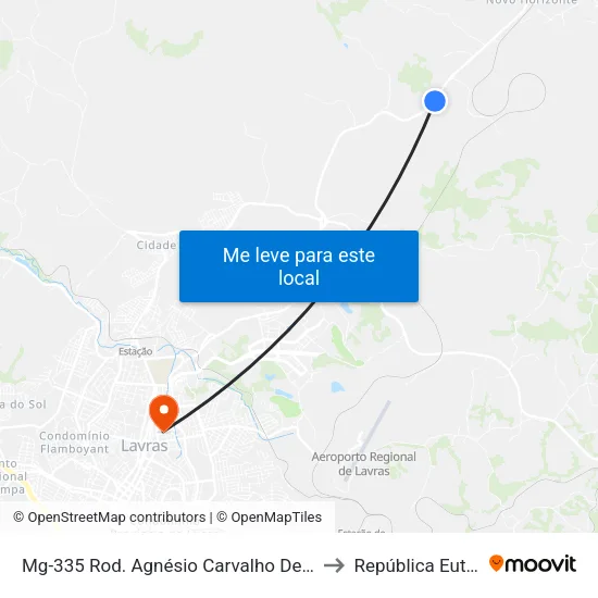 Mg-335 Rod. Agnésio Carvalho De Souza Km 80,8 Sul to República Eutrepsemia map