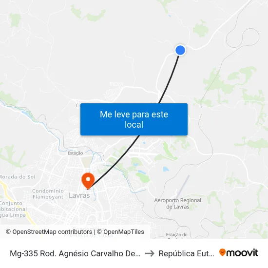 Mg-335 Rod. Agnésio Carvalho De Souza Km 82,2 Sul to República Eutrepsemia map