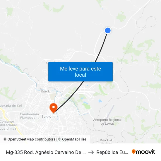 Mg-335 Rod. Agnésio Carvalho De Souza Km 82,3 Norte to República Eutrepsemia map
