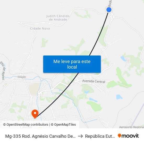 Mg-335 Rod. Agnésio Carvalho De Souza Km 84,0 Sul to República Eutrepsemia map