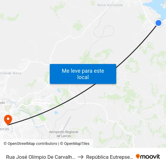 Rua José Olímpio De Carvalho, 50 to República Eutrepsemia map