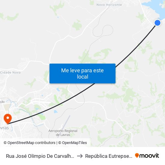 Rua José Olímpio De Carvalho, 50 to República Eutrepsemia map