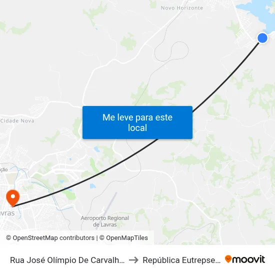 Rua José Olímpio De Carvalho, 50 to República Eutrepsemia map