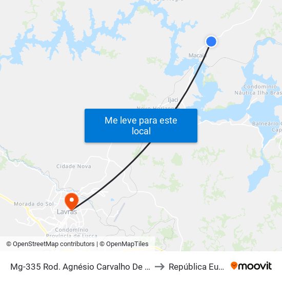 Mg-335 Rod. Agnésio Carvalho De Souza Km 71,4 Norte to República Eutrepsemia map