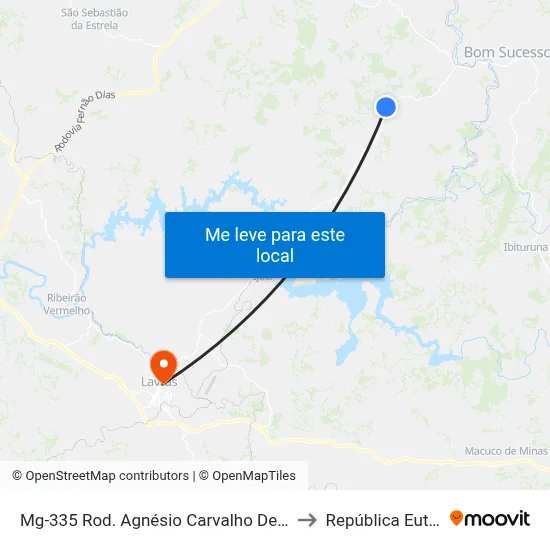 Mg-335 Rod. Agnésio Carvalho De Souza Km 60,5 Sul to República Eutrepsemia map