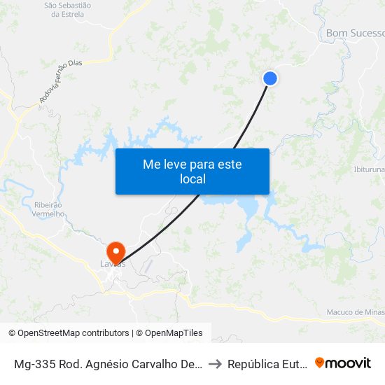 Mg-335 Rod. Agnésio Carvalho De Souza Km 61,2 Sul to República Eutrepsemia map