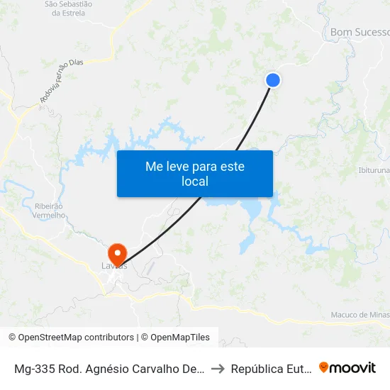 Mg-335 Rod. Agnésio Carvalho De Souza Km 61,4 Sul to República Eutrepsemia map