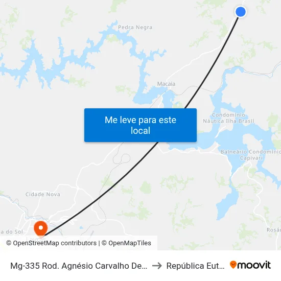 Mg-335 Rod. Agnésio Carvalho De Souza Km 65,2 Sul to República Eutrepsemia map
