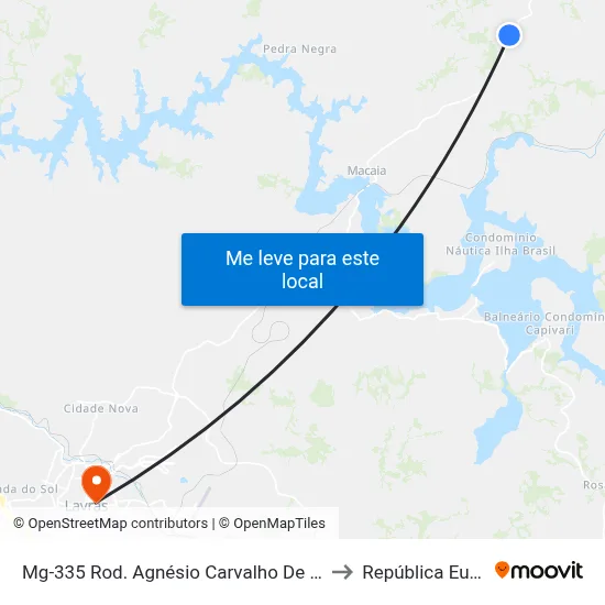 Mg-335 Rod. Agnésio Carvalho De Souza Km 66,1 Norte to República Eutrepsemia map