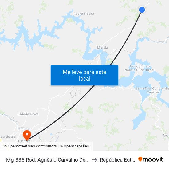 Mg-335 Rod. Agnésio Carvalho De Souza Km 66,1 Sul to República Eutrepsemia map
