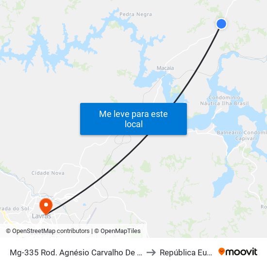 Mg-335 Rod. Agnésio Carvalho De Souza Km 67,4 Norte to República Eutrepsemia map