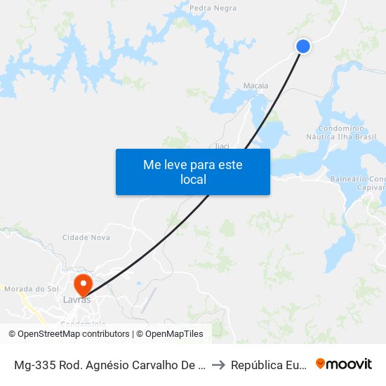 Mg-335 Rod. Agnésio Carvalho De Souza Km 69,6 Norte to República Eutrepsemia map