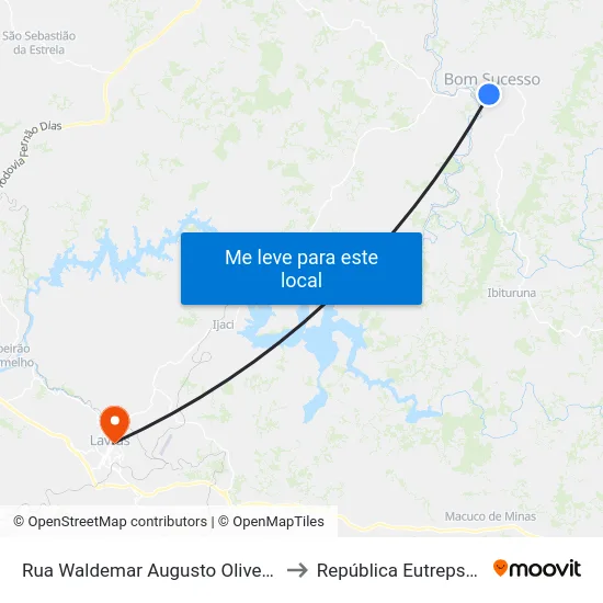 Rua Waldemar Augusto Oliveira, 48 to República Eutrepsemia map