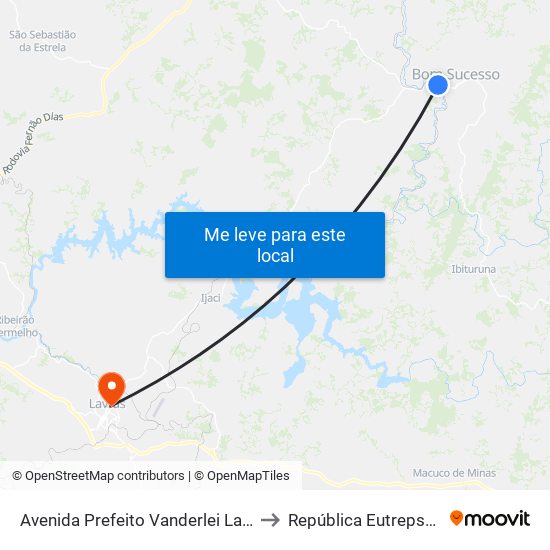 Avenida Prefeito Vanderlei Lara, 10 to República Eutrepsemia map