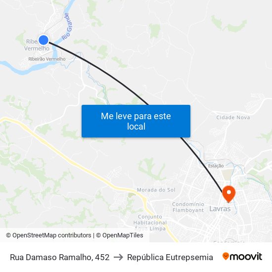 Rua Damaso Ramalho, 452 to República Eutrepsemia map