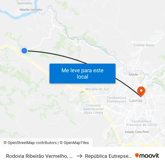 Rodovia Ribeirão Vermelho, 3624 to República Eutrepsemia map