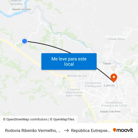 Rodovia Ribeirão Vermelho, 2916 to República Eutrepsemia map